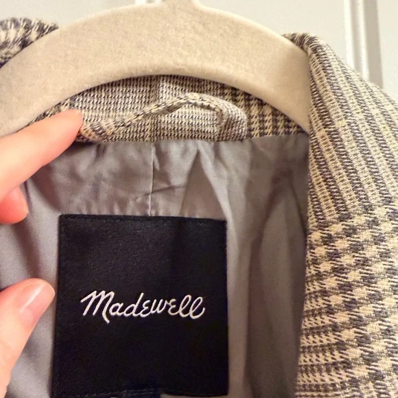 Madewell The Dorset Blazer in Galloway Plaid Grey and White size XS - Picture 9 of 13